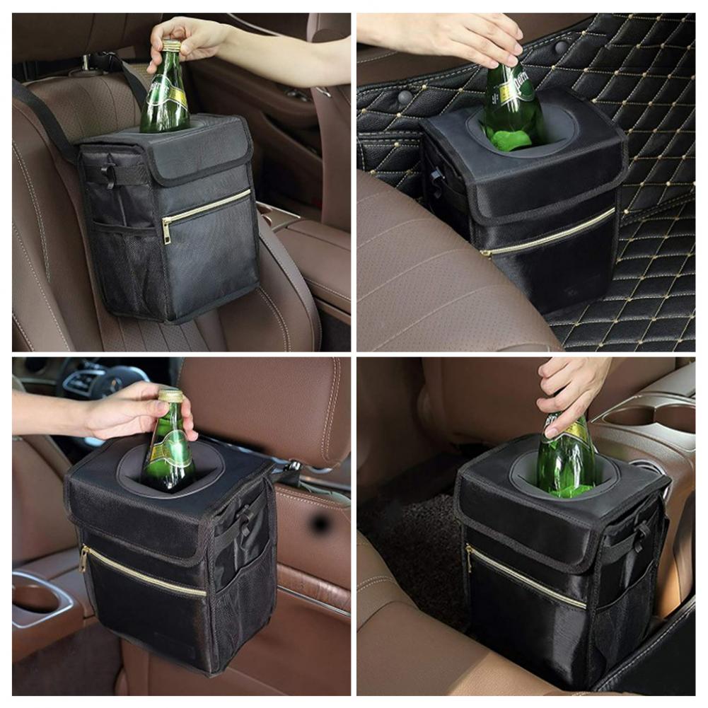 Waterproof Car Trash Can Bin Auto Car Accessories Organizer Garbage Dump For Trash Can Cars Storage Pockets Closeable Portable
