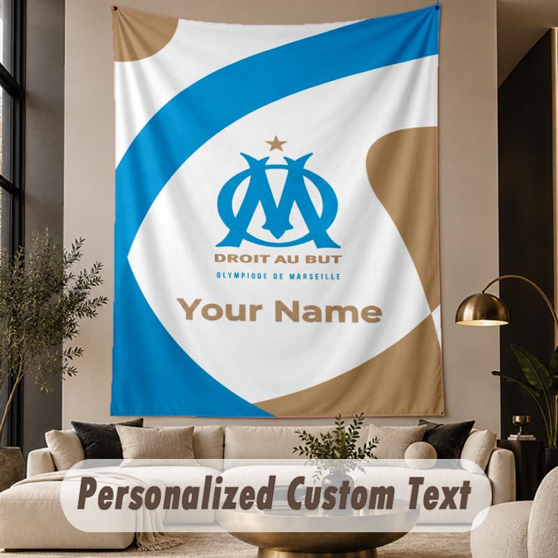 Custom Text Tapestry Olympique Marseille FC Print Wall Tapestry Indoor Living Room Wall Decor