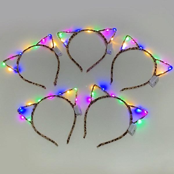Gel Luna LED Cat Party Headband LG-04, 4 Leopard Print, 5 Pieces