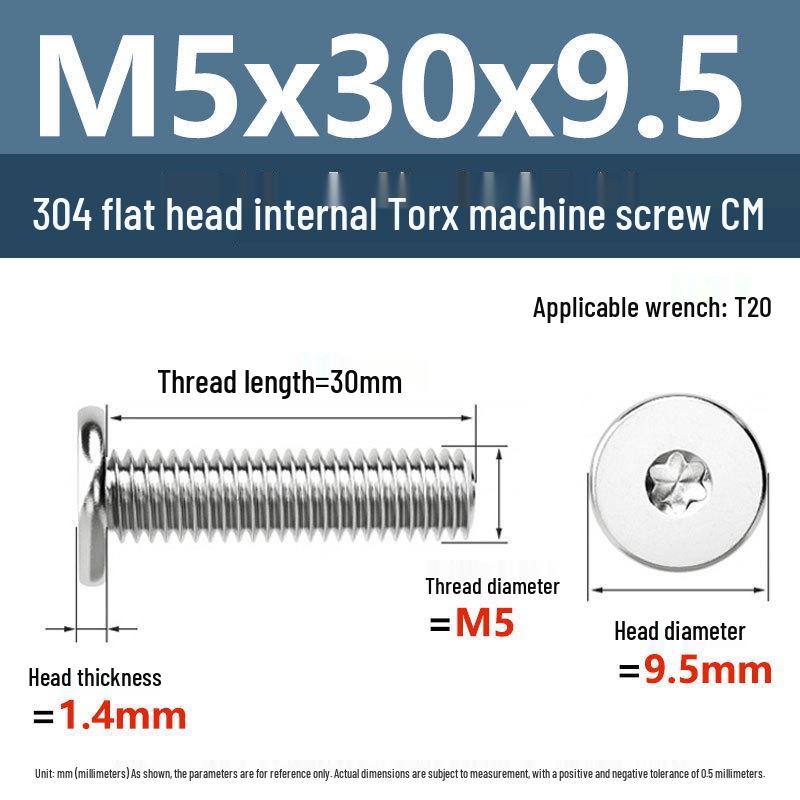 Yigu Винт Torx из нержавеющей стали 304 с тонкой плоской головкой M2-M8 для компьютерной техники
