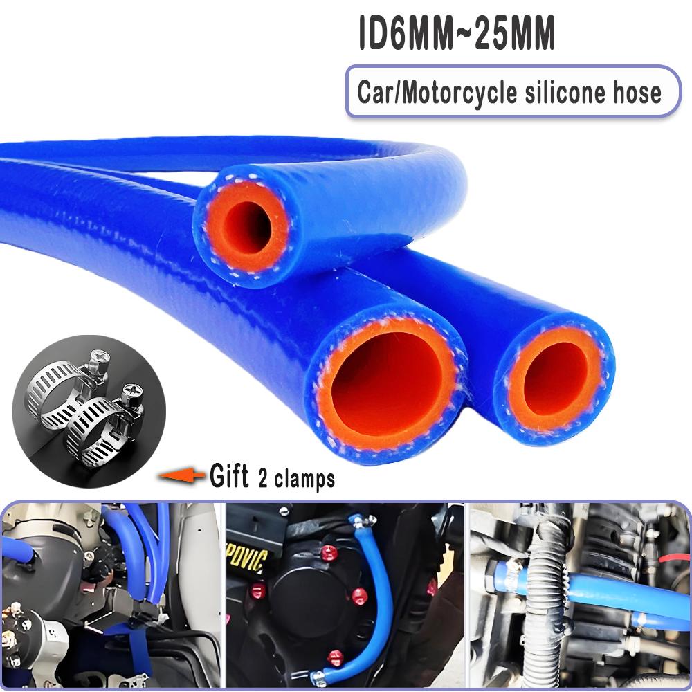 Blue Auto Car Vacuum Hose Double-layer Clamp Wire Warm Air Water Pipe Silicone Hose Inner Diameter 6/8/10/12/14/16/18/20/22/25mm