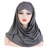 Muslim Cotton Scarf Plain Hijabs With Bead Shawls And Wraps Femme Musulman Hijab Ready To Wear Turban Women Head Scarves