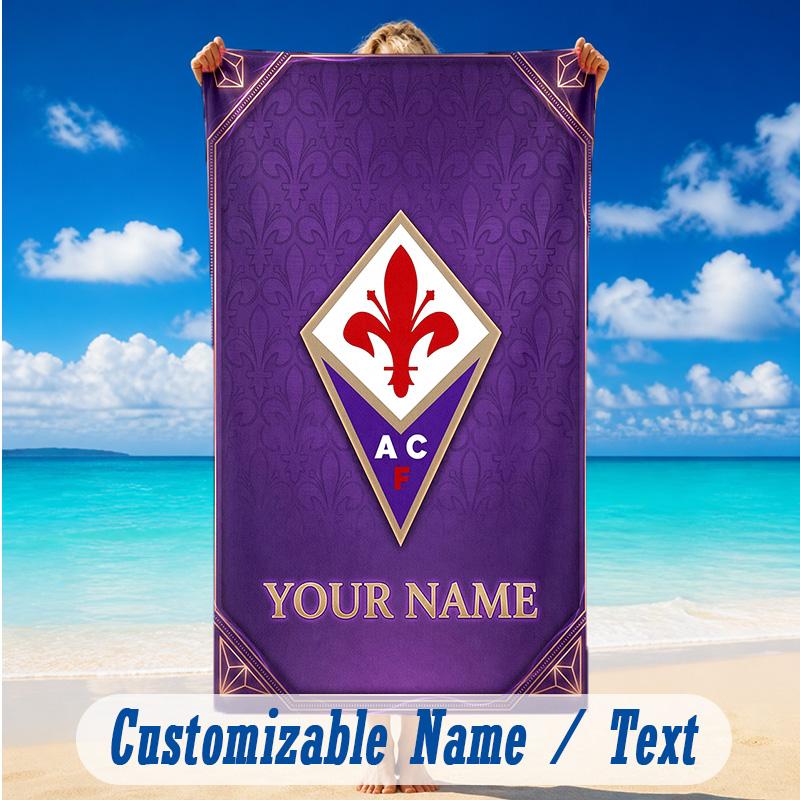 Beach Towel Custom Name Text, Quick Dry Large Towel For Beach HomeFiorentina FC