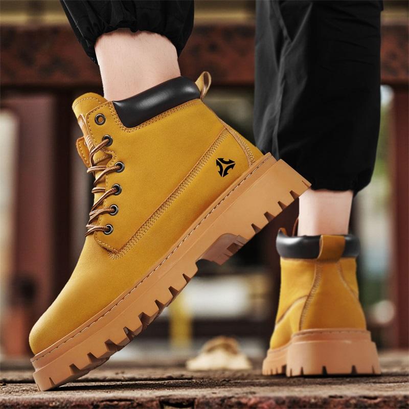 New Fashion Autumn And Winter Men's High Top Martin Boots Students Male Boys Trending Soft Sole Work Shoes Labor Protection Martin Sneakers