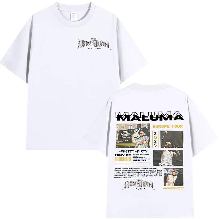 Графическая футболка Rapper MALUMA EUROPE TOUR 2025 Y2k Мужская Винтажная Уличная Одежда Футболки Унисекс Хип-Хоп Оверсайз Хлопковая Футболка