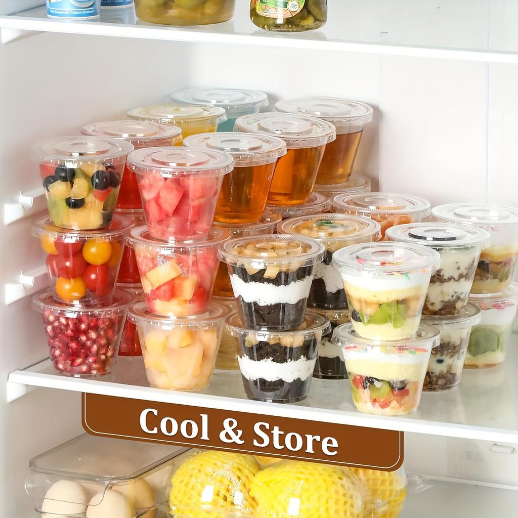 180 мл Прозрачные пластиковые стаканчики с крышками - Герметичные одноразовые контейнеры для кейтеринга, вечеринок, десертов, йогурта, пудинга и закусок.