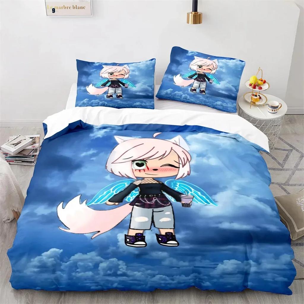 3D Printed Anime Gacha Life Duvet Cover Set With Pillow Covers Polyester Teens Kids Bedding Set Full Queen King Size Bed Linen