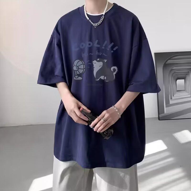 Мужская модная футболка с круглым вырезом и короткими рукавами с принтом для лета, свободный повседневный топ