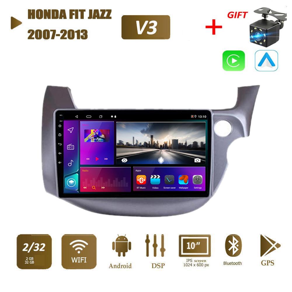 Android Carplay для HONDA FIT JAZZ 2007-2013 Автомобильный радиоприемник Мультимедийный видеоплеер GPS-навигация WIFI 2 + 32 ГБ