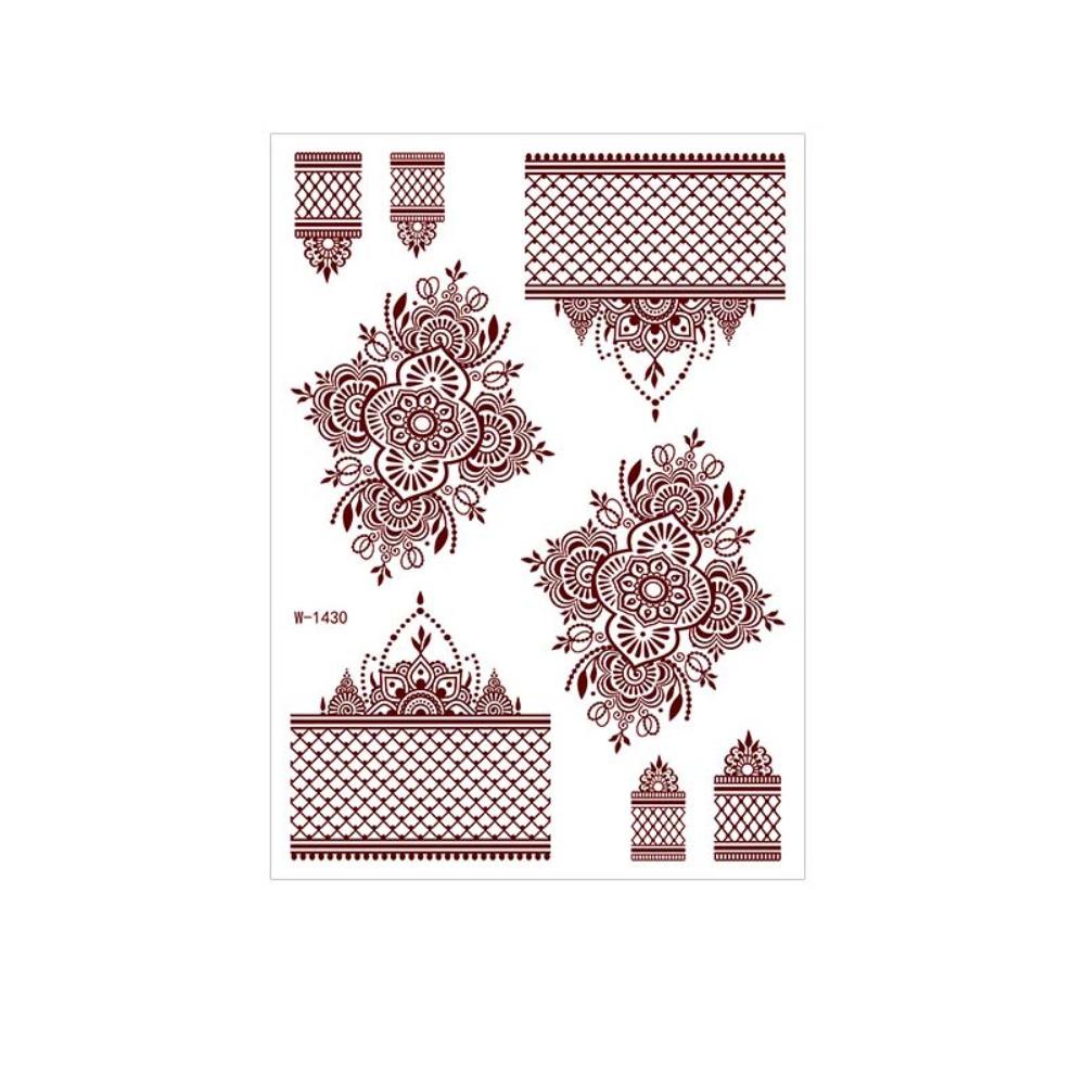 Lace Fake Tattoo Temporary Tattoo Red Mehndi Stickers Body Art Sticker Henna Tattoo Stickers Girls