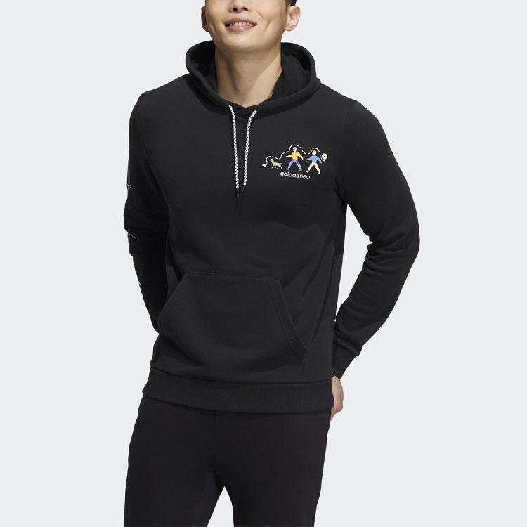 Adidas Neo Illustrated Print Sports Hoodie Men Hoodie Black HG6589