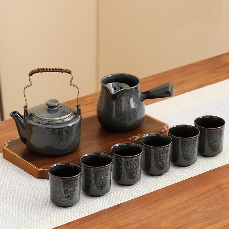 Qianli Jiangshan Tea Set Gift Box Set Household High-end Complete Set of Kung Fu Coarse Ceramic Beam Pot Chinese Gifts