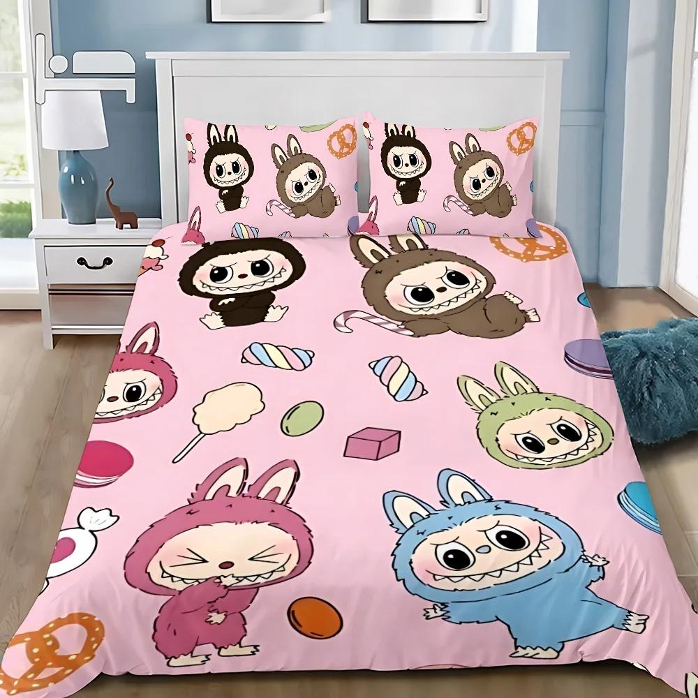 Милый 3D постельный комплект Labu из 2/3 предметов для спальни, Детский подарок, Подростковый, Взрослый, Микрофибра, Двуспальный, Пододеяльник на молнии, Декор комнаты