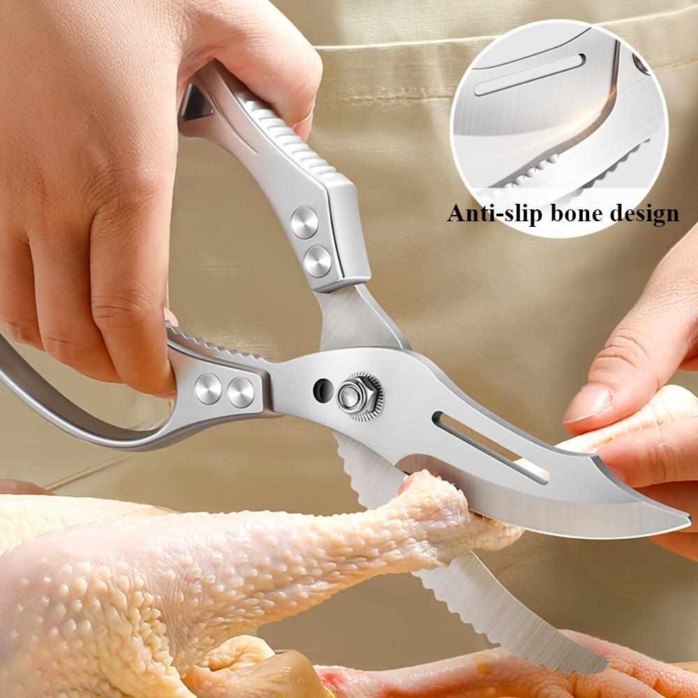 PLYS Kitchen Scissors Household Stainless Steel Multi-Purpose Chicken Bone Cutter Heavy-Duty Spring Poultry Shears5