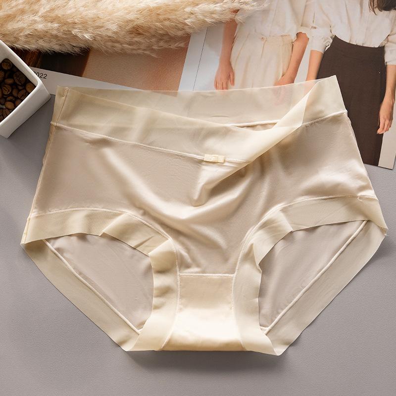 Нижнее белье для женщин Шелковые трусики-трусы Ice Silk No Hip Clip No Trace Lingerie Triangle Mid Талия Размер Большие трусики
