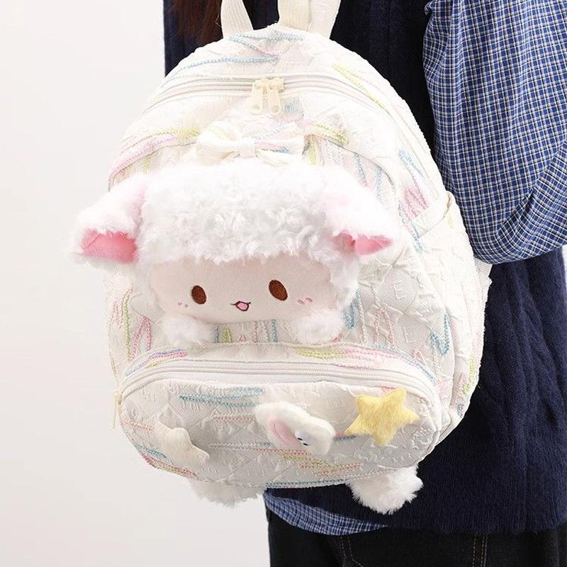 High-value Cute Lamb Backpack Winter New Female College Student Schoolbag Large-capacity Commuter Backpack
