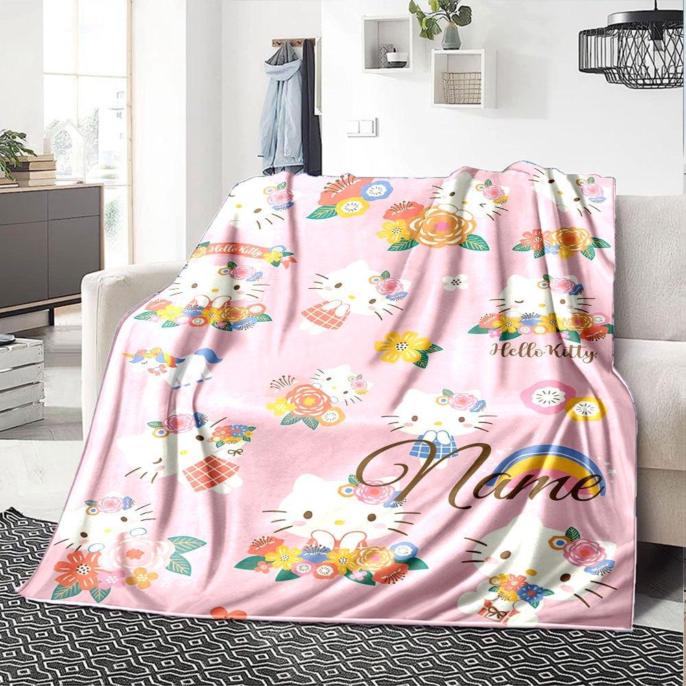 Hello Kitty Garden Party Gift Customize Your Name Ultra Soft Perfect For Sofa Couch Office Bed Picnics Ideal For All Seasons Modern Style Ideal Gift