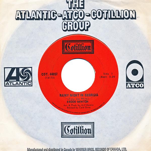 7inch Record BROOK BENTON - Rainy Night In Georgia / Where Do I COT44057 Cotillion 1969 Canada Soul/Funk Used