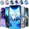 Wolf Pattern PU Leather Bracket Flip Phone Case Cover for IPhone Xiaomi Redmi Note 8 9 10 Pro Samsung Galaxy A11 A21 A32 A50 S20 S21 Plus Huawei Shell