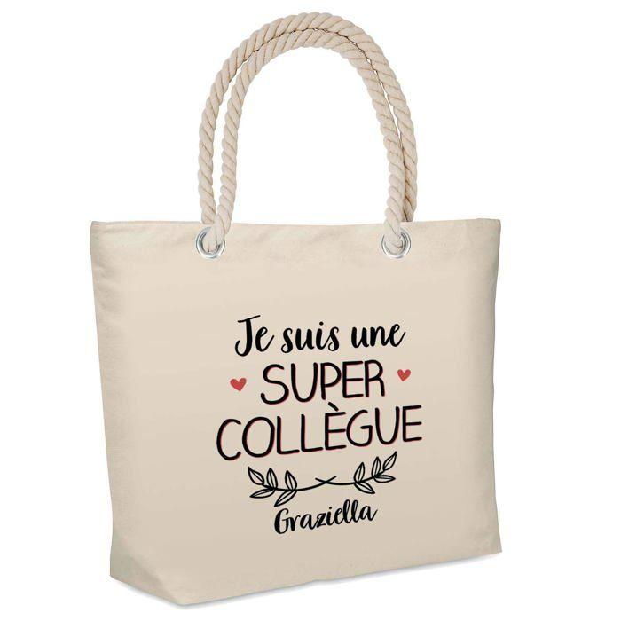 Sac de plage - PLANETEE - Graziella Une Super Collègue - Isotherme - Coton - Beige