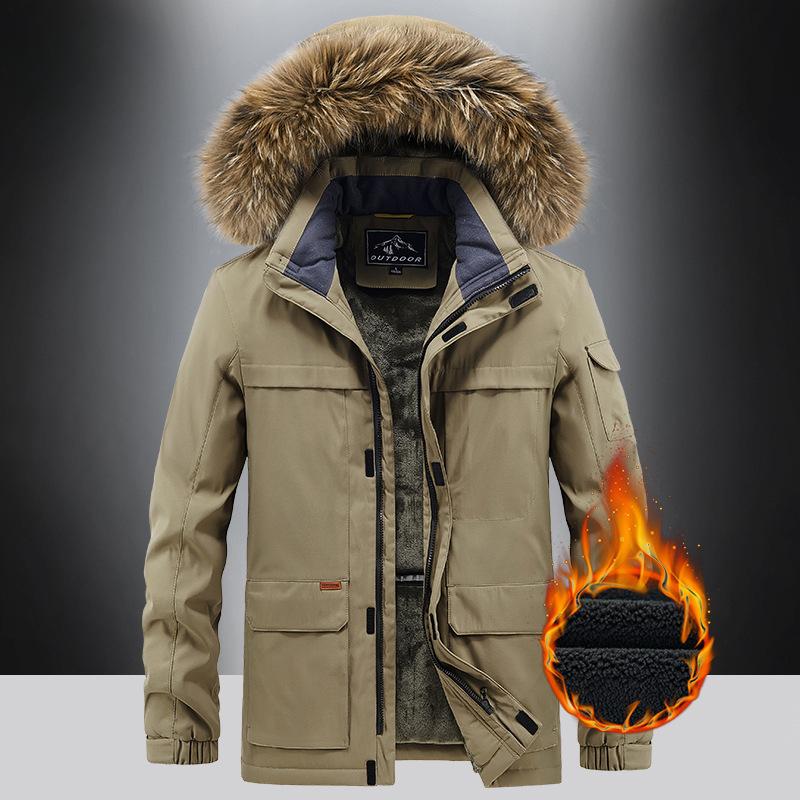 Новая зимняя куртка с хлопковой подкладкой для мужчин, куртка средней длины из бархата и утолщенного хлопкового подклада для молодых мужчин, повседневная ветрозащитная куртка с хлопковой подкладкой