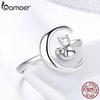 Аутентичные кольца на палец BAMOER из стерлингового серебра 925 пробы с лунным котом и регулируемым размером