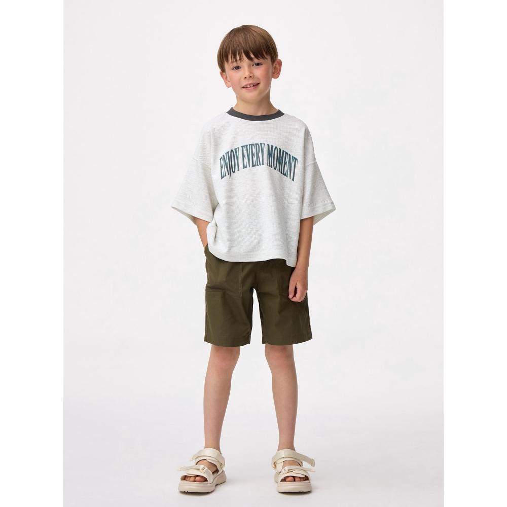 GU by Uniqlo Детская футболка унисекс Dry Waffle Boxy с рукавом 5 минут 