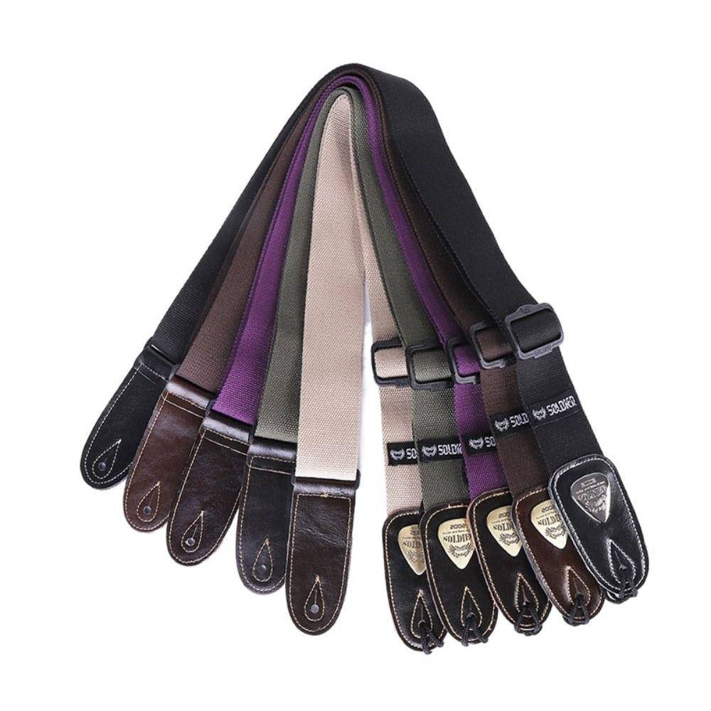 Adjustable Acoustic Guitar Belt Leather Ends Electric Bass Belt Guitar Strap Guitar Accessories