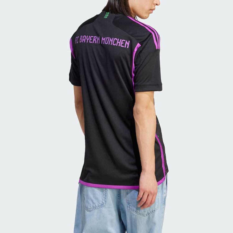 Adidas Футболка гостевая ФК Бавария 23/24 с тремя полосками и буквенным принтом, мужские топы с коротким рукавом, черная HR3719