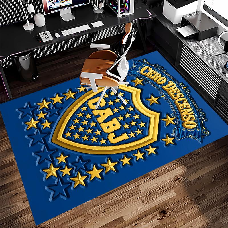 1pc Club Atlético Boca Juniors Print Area Rug - Soft,Washable Non-Slip Indoor Mat for Office Chairs,Living Room,Home Office Decorative Rug