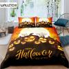 Halloween Bedding Set Cartoon Pumpkin Duvet Cover Set Microfiber Deer Geometric Print Comforter Cover With Pillowcase Room Decor