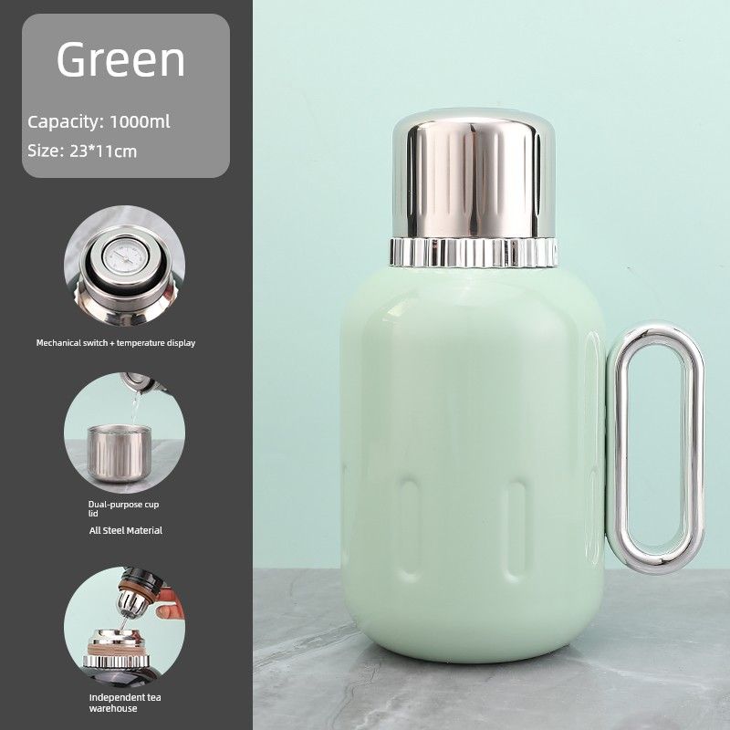 Large Capacity Thermos Cup Ikea 316 Stainless Steel Thermos Pot Household High-End Mechanical Temperature Display Teapot Warm Water Kettle