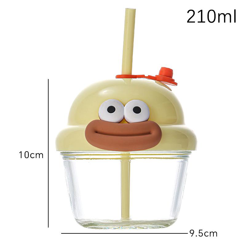 Стеклянная кружка, дорожная бутылка для напитков, модная, 210 мл, дорожная бутылка с трубочкой