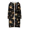 Women's Fashionable Christmas Printed Long Sleeved Drawstring Hooded Zipper Pocket Long Casual Sweatshirt Jacket
