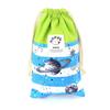 HOPPE Long Drawstring Bag, Striped Space Blue, Nylon Lined, Vertical, No Gusset, Trio Set, Elementary School Kids, Boys and Girls, Made In Japan