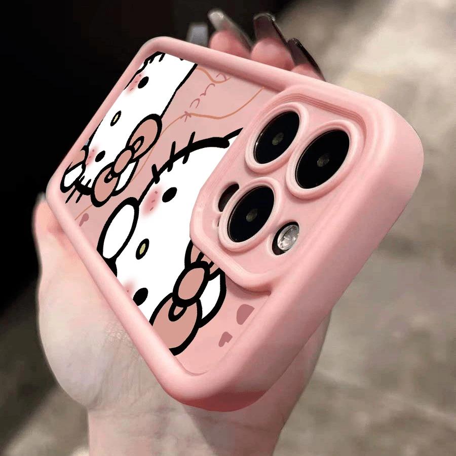 Розовый мультяшный чехол Hello Kitty для iPhone 17 16 Pro Max 17 Air 16e 15 14 13 12 11 Pro Max 14 15 16 Plus INS Силиконовый чехол