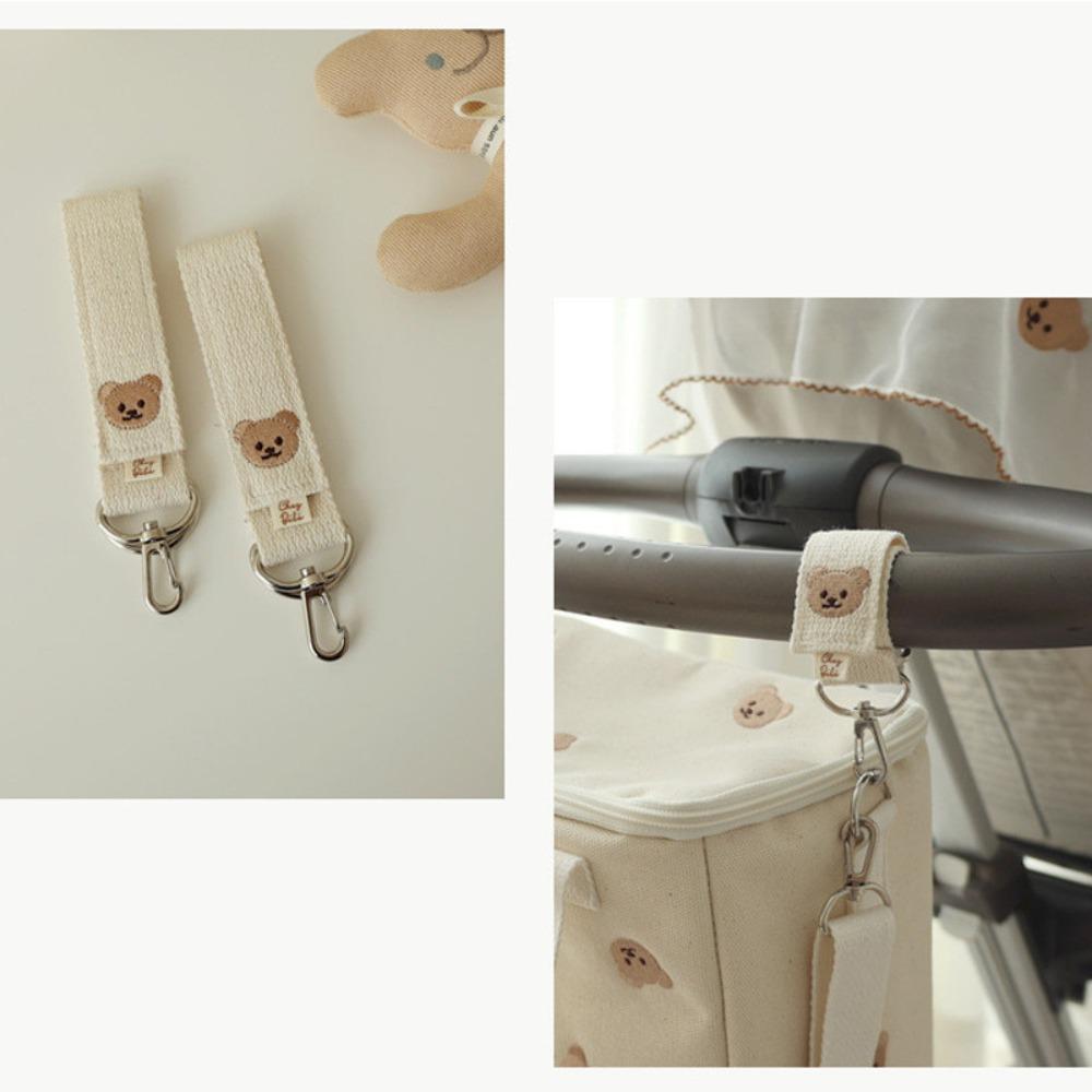 Embroidered Bear Baby Stroller Hooks Diaper Bag Accessories Mommy bags Pushchair Clips