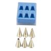 Tanaka Ryoki Sugar Icing Tip Set In Case, Brass Plated, Japan (6-Pack), WKT76, Silver