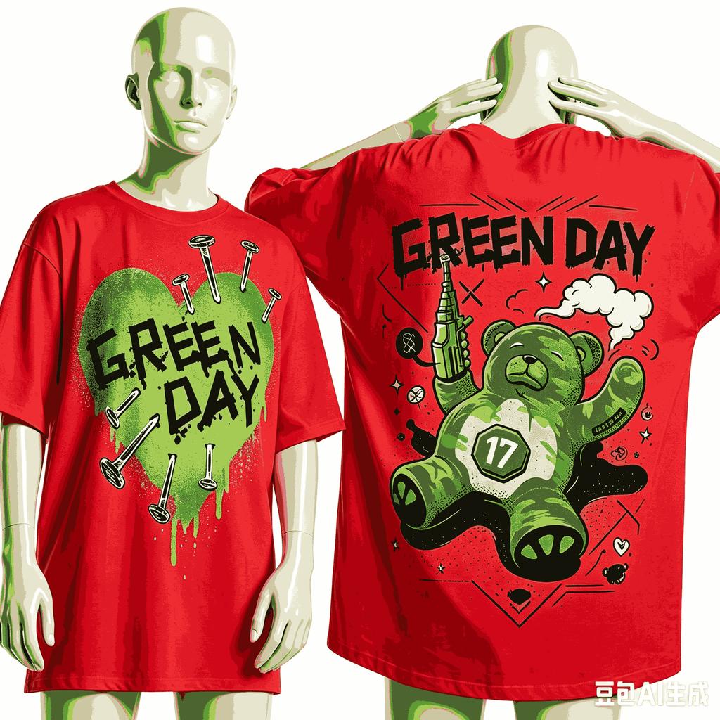 Green Day Футболка в подарок фанату Унисекс Унисекс Харадзюку Оверсайз Унисекс С коротким рукавом Уличная одежда Высокое качество Для пар Удобная Мягкая
