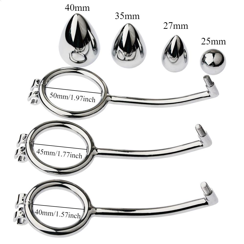 Chastity Cage with Anal Hook 2 in 1 Male Metal Chastity Cage Ring SM Bondage Sex Toy Male Chastity Restraint Device for Man Gay