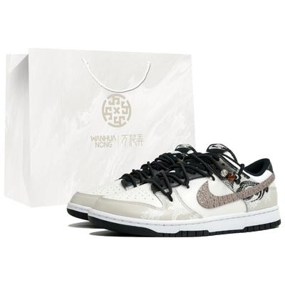 Dunk Kaleidoscope, Hidden Dragon, Shopping Bag Abrasion Resistant Low Top Skateboard Shoes Men's Black Gray DD1391-100(Team113-S-BOX)