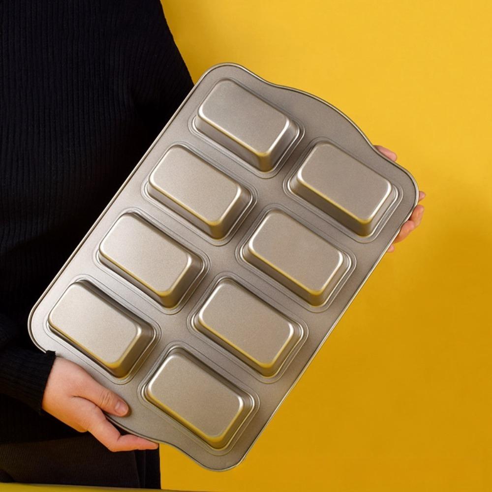 8-Cavity Mini Loaf Pans Carbon Steel Baking Mold Reusable Brownie Pan Kitchen Accessories