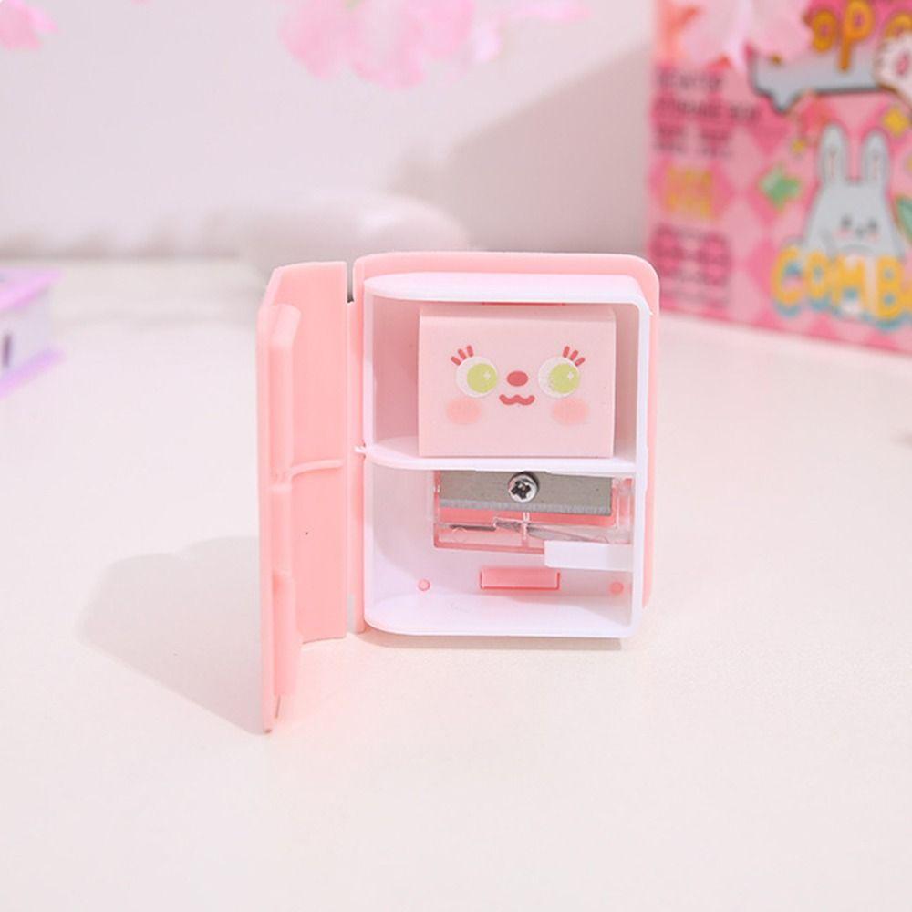 Writing Drawing Pencil Eraser Sharpener Set Less Rubber Debris Pencil Cutting Tools  Children