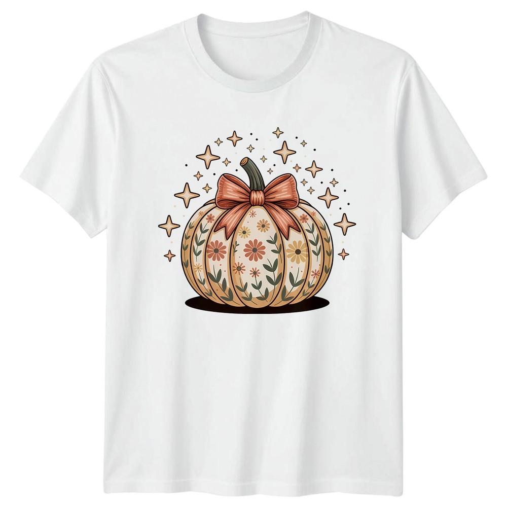 Fall In Love With Autumn Unisexs TShirt Boho Floral Pumpkin Fall Gift For Her