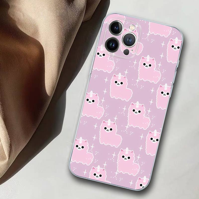Kawaii милый чехол для телефона из альпаки, мягкий силиконовый чехол для iphone 14 13 12 11 Pro Mini XS MAX 8 7 6 Plus X XS XR
