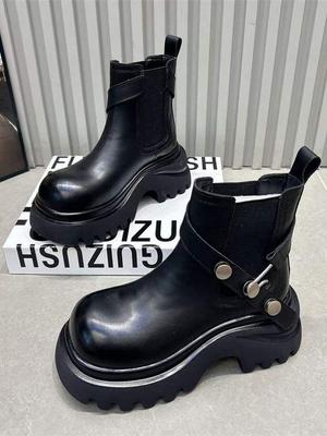 Винтажные ботинки Мартин женские 2025 короткие ботинки новые на толстой подошве с увеличением роста челси облегающие короткие ботинки-сигареты