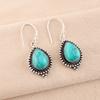 Rare Blue Turquoise Gemstone 925 Sterling Silver Jewelry Handmade Earrings 1.6" EE-164-35