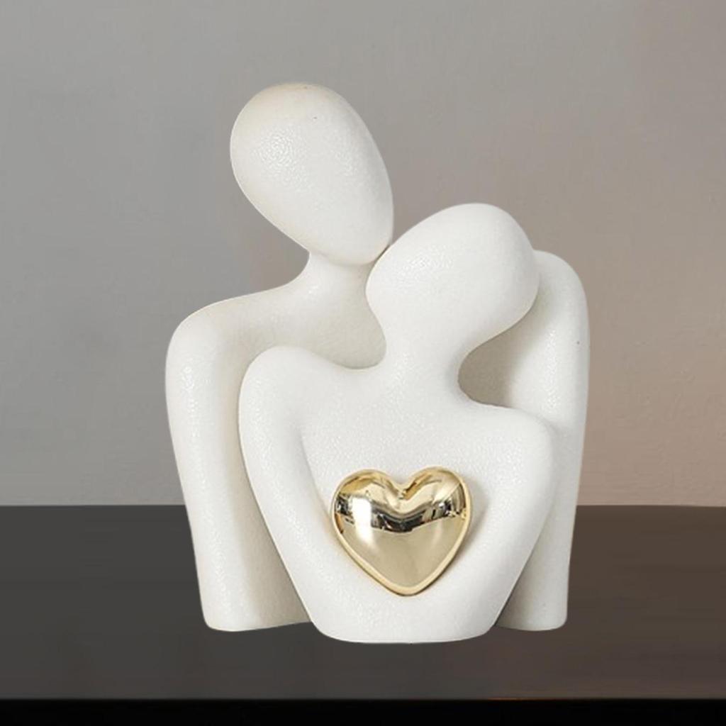 Couple Statue Abstract Sculpture Art Ceramic Sculpture, Hugging Figurine, for