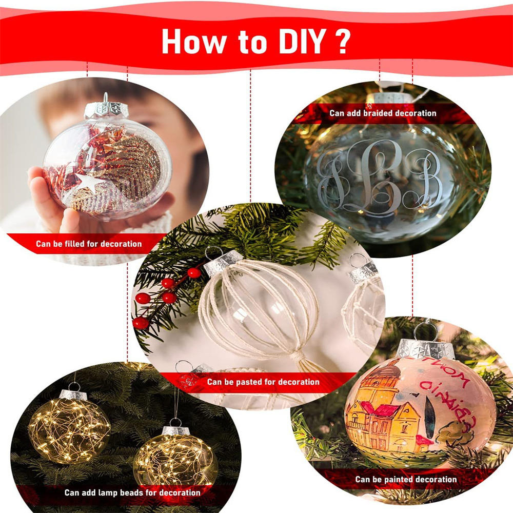 1 шт 60/80/100 мм прозрачный пластиковый елочный шар украшения веселое рождественское украшение своими руками покрашенная рождественская елка подвеска