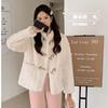 Lamb Wool Imitation Fur Jacket Women's Winter Short Cotton Thickened Loose Wool Plush Horn Buckle Round Neck Light